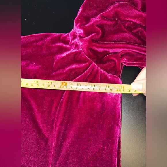 Rebecca Minkoff Vienne velvet square neck puff sleeve mini dress in fuchsia M - Picture 10 of 11